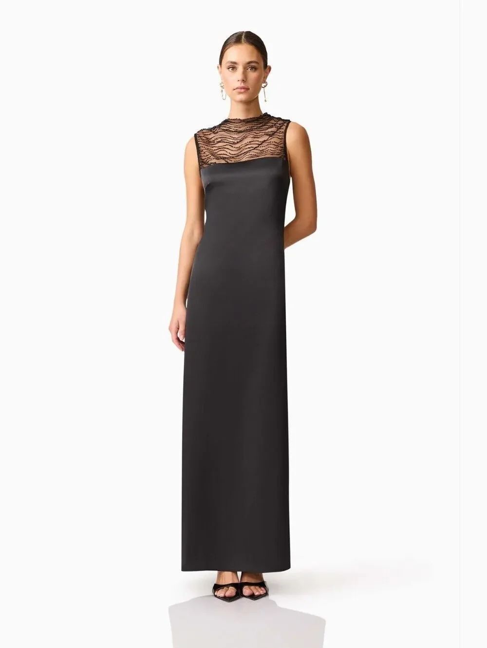 NWOT Elliatt Margot Satin Gown in Black Size XL